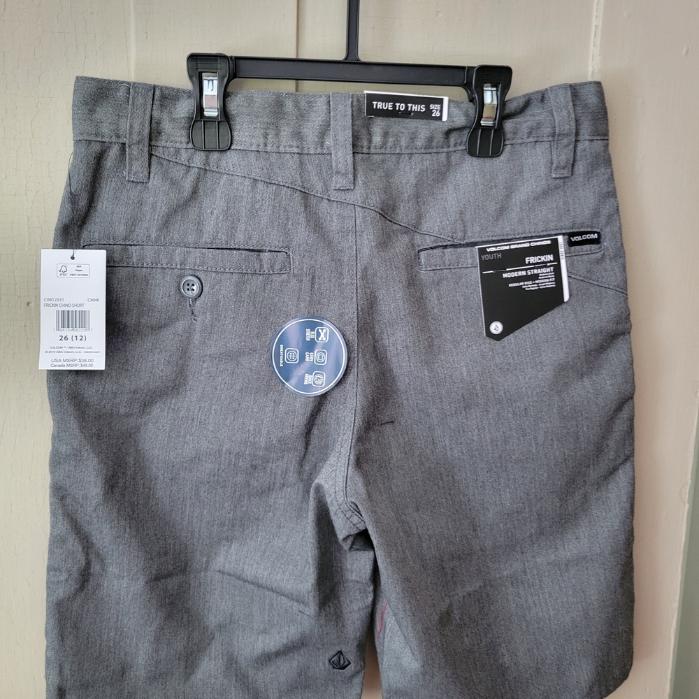 Volcom Boy's Charcoal Flat Front Shorts